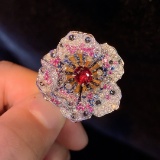 14k Gold 2.72 Ctw Natural Ruby & Diamond Ring/pendant