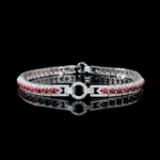 14k Gold 7.5 Ctw Natural Ruby & Diamond Bracelet