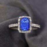 14k Gold 1.90 Ctw Natural Sapphire & Diamond Ring