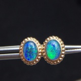 14k Gold 1.35 Ct Natural Opal Earrings