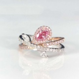 14k Gold 1.21 Ctw Natural Pink Diamond & Diamond Ring
