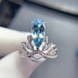 14k Gold 2.2 Ct Natural Aquamarine & Diamond Ring