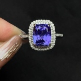 14k Gold 4.25 Ct Natural Tanzanite & Diamond Ring