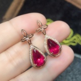 14k Gold 3.47 Ctw Natural Tourmaline & Diamond Earrings