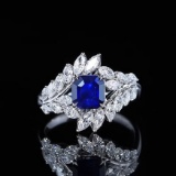 14k Gold 2.87 Ctw Natural Sapphire & Diamond Ring