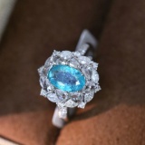 14k Gold 0.99 Ct Natural Paraiba Tourmaline & Diamond Ring