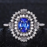 14k Gold 1.02 Ct Natural Sapphire & Diamond Ring