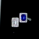 14k Gold 1.49 Ctw Natural Sapphire & Diamond Ring