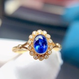 14k Gold 0.98 Ct Natural Sapphire & Diamond Ring
