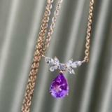 14k Gold 1.16 Ct Natural Sapphire & Sapphire Necklace