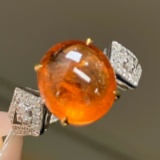 14k Gold 7.01 Ctw Natural Partschinite & Diamond Ring