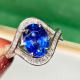 14k Gold 3.39 Ctw Natural Sapphire & Diamond Ring