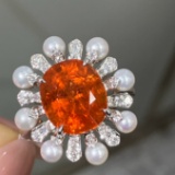 14k Gold 7.22 Ctw Natural Partschinite & Diamond Ring