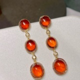 14k Gold 20.5 Ct Natural Partschinite & Diamond Earrings