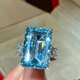 14k Gold 11.76 Ctw Natural Aquamarine & Diamond Ring