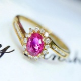 14k Gold 0.56 Ctw Natural Ruby & Diamond Ring
