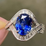 14k Gold 3.39 Ctw Natural Sapphire & Diamond Ring