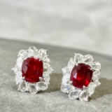 14k Gold 2.70 Ctw Natural Ruby & Diamond Earrings