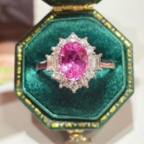 14k Gold 2.66 Ctw Natural Padparadscha Sapphire & Diamond Ring
