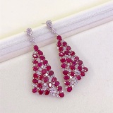 14k Gold 10.60 Ct Vivid Red Natural Ruby & Diamond Earrings