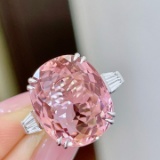 14k Gold 13.17 Ctw Natural Tourmaline & Diamond Ring