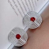 14k Gold 2.18 Ctw Natural Ruby & Diamond Earrings