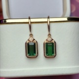 14k Gold 3.00 Ct Natural Tourmaline & Diamond Earrings