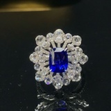 14k Gold 3.4 Ct Natural Sapphire & Diamond Ring