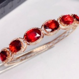 14k Gold 13.8 Ct Natural Tourmaline & Diamond Bangle