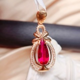 14k Gold 1.3 Ct Natural Tourmaline & Diamond Pendant