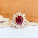 14k Gold 1.35 Ct Vivid Red Natural Ruby & Diamond Ring