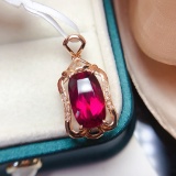 14k Gold 3.86 Ct Natural Tourmaline & Diamond Pendant