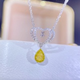 14k Gold 0.29 Ctw Natural Yellow Diamond & Diamond Necklace