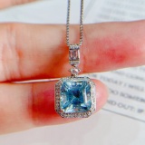14k Gold 3.5 Ct Natural Aquamarine & Diamond Pendant