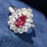 14k Gold 1.10 Ctw Natural Padparadscha Sapphire & Diamond Ring