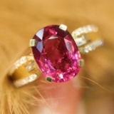 14k Gold 2.98 Ctw Natural Tourmaline & Diamond Ring
