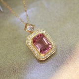14k Gold 1.67 Ctw Natural Tourmaline & Diamond Necklace