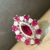 14k Gold 0.86 Ctw Natural Ruby & Diamond Ring