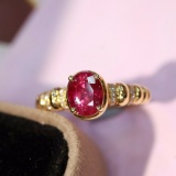14k Gold 1.52 Ctw Natural Ruby & Diamond Ring