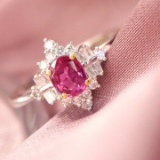 14k Gold 0.80 Ctw Natural Ruby & Diamond Ring