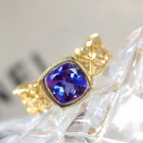 14k Gold 1.69 Ctw Natural Tanzanite & Diamond Ring