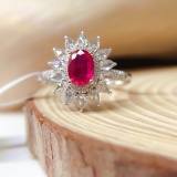 14k Gold 1.2 Ct Vivid Red Natural Ruby & Diamond Ring/pendant