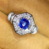 14k Gold 3.37 Ctw Natural Sapphire & Diamond Ring