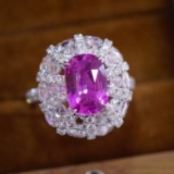 14k Gold 3.82 Ctw Natural Sapphire & Diamond Ring