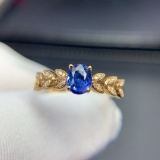 14k Gold 0.9 Ct Vivid Blue Natural Sapphire & Diamond Ring