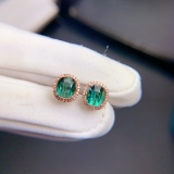 14k Gold 2.65 Ct Natural Tourmaline & Diamond Earrings