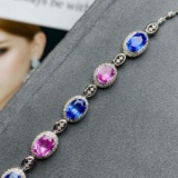 14k Gold 5.11 Ct Natural Sapphire & Diamond Bracelet
