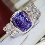 14k Gold 1.89 Ctw Natural Tanzanite & Diamond Ring