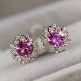 14k Gold 1.69 Ctw Natural Sapphire & Diamond Earrings