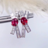 14k Gold 1.89 Ctw Natural Ruby & Diamond Earrings